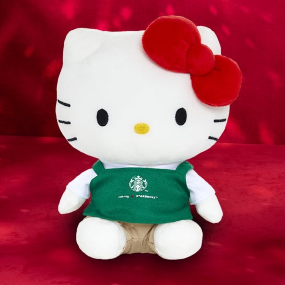Starbucks x Hello Kitty 2025 Plush In Green Apron Barista Box Stuffed Animal